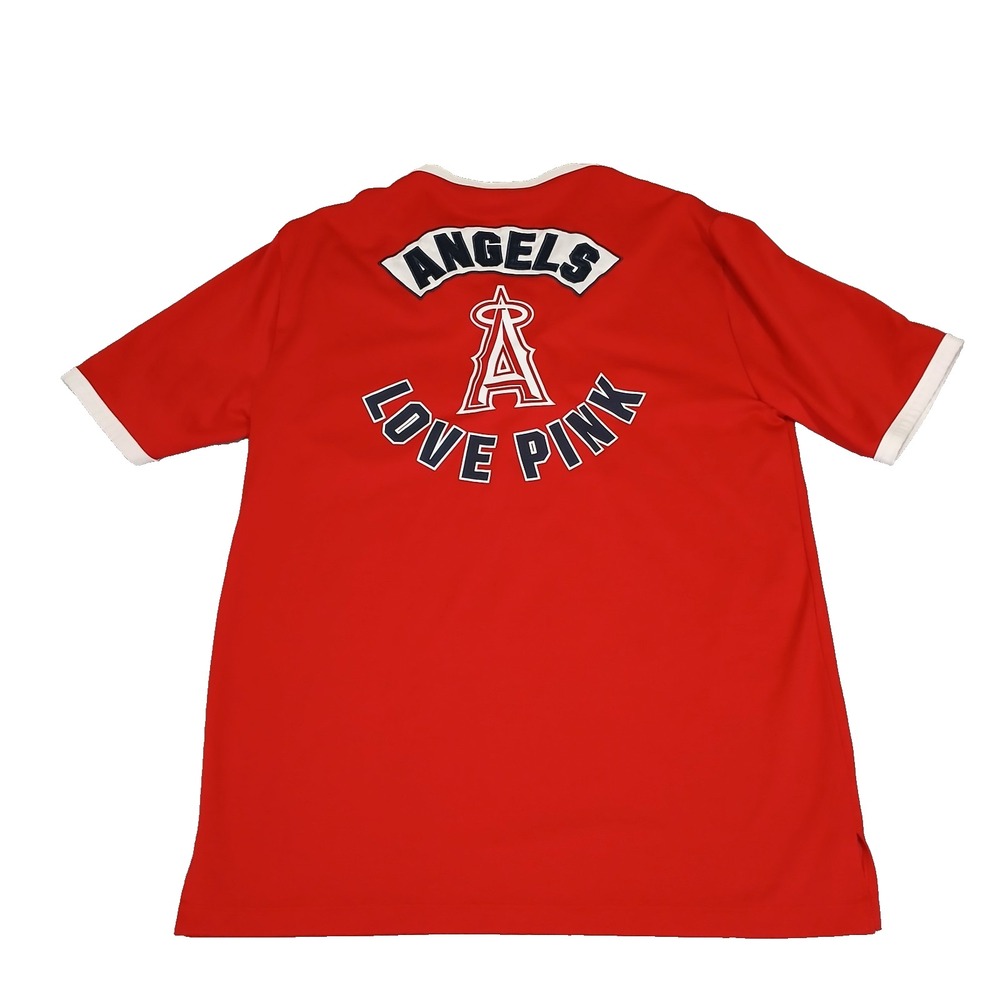 PINK Victoria's Secret Womens Angels MLB Baseball Red Jersey Lace Up Top Size M